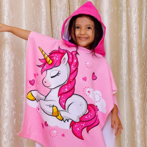 Image of Famyo Pink Unicorn Poncho Towel 