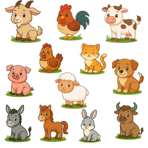 Image of Farm Animal Fridge Magnets for Kids – 12 Pieces