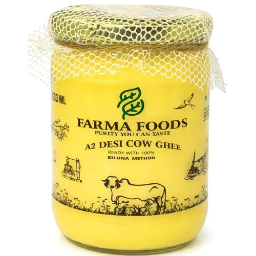 Image of FARMA FOODS A2 Desi Cow Ghee 500 ml | Bilona Method Hand Churned | Traditional Pure Natural Ghee | No Preservatives | Fa