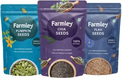 Farmley Premium Chia Seeds- 200g | Pumpkin Seeds- 200g | Flax Seeds- 200g Combo Of- Chia Seeds, Brown Flax Seeds, Pumpki
