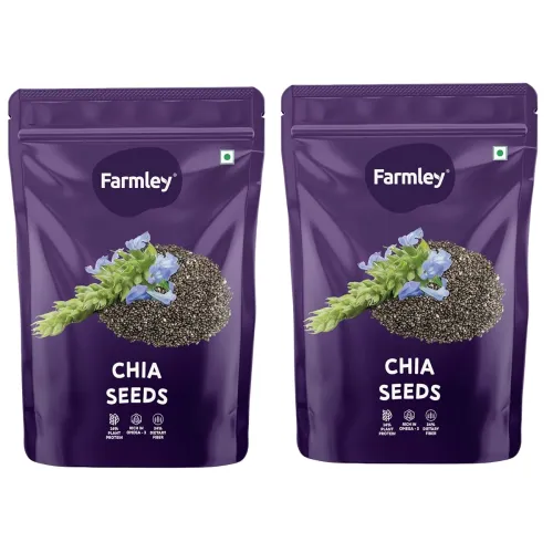 Image of Farmley Chia Seeds I 200g I Chia seeds for weight loss I Omega-3 Seeds for eating I Non GMO and fibre rich seeds (Pack o