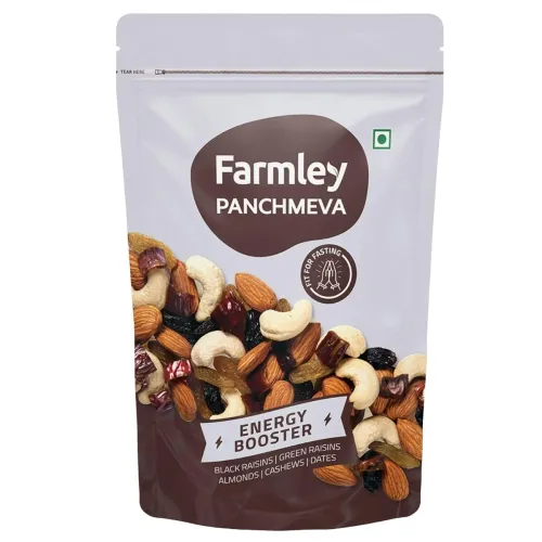Image of Farmley Panchmeva Dry Fruits Mix, 160g, I Fit for Fasting | Healthy Snacks Mixed Nuts Cotain Almonds, Cashews, Dates, Bl