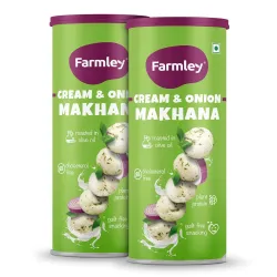 Farmley Roasted Makhana, Cream & Onion Flavour | 77g Each |