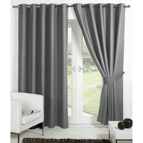Image of FARRELL Grey Semi Sheer Window Curtain