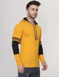 Fascita Men Full Sleeve Color Block Reversible Hooded Sweatshirt