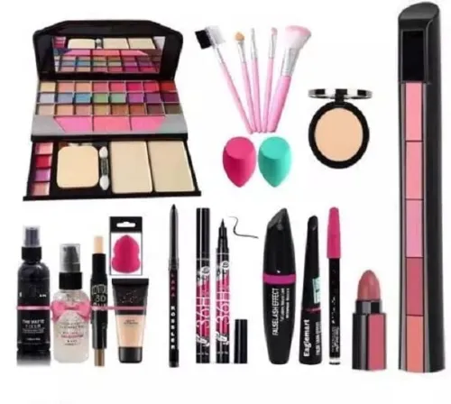 Image of T.Y.A Fashion 6155 Makeup Kit with 5 Pink Makeup Brushes, 3in1 Eye Combo, 36H, Kajal, Compact, Lipstick