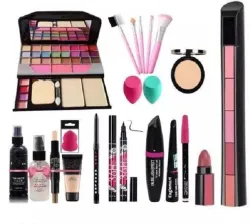 T.Y.A Fashion 6155 Makeup Kit with 5 Pink Makeup Brushes, 3in1 Eye Combo, 36H, Kajal, Compact, Lipstick