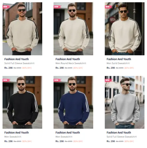 Image of Fashion And Youth Men's Sweatshirt at Minimum 80% Discount