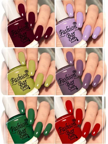 Image of Fashion Bar New Gloss Gel High Shine Nail Polish Pack of 6PC F636 Multicolor