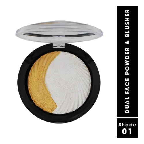 Image of FASHION COLOUR Dual Face Powder & Blusher | Easy Blend | Highly Pigmented | Natural Glow | Face Makeup Blush For Cheekbo