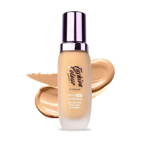 Image of Fashion Colour Platinum Photo HD Coverage | Soft Fluid Long Wear Foundation | Matte Liquid Foundation | Lightweight | Ea