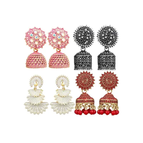 Image of Fashion Frill Multicolor Oxidised Earrings Jhumka Set For Women Girls Stylish Traditional