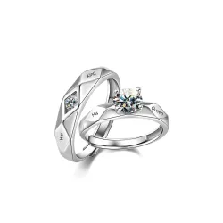Fashion Frill Silver Heart Couple Ring