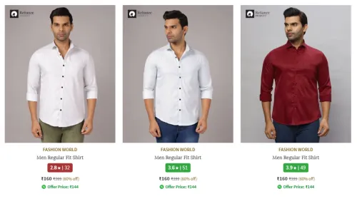 Image of FASHION WORLD Men Regular Fit Shirt Starting at ₹160