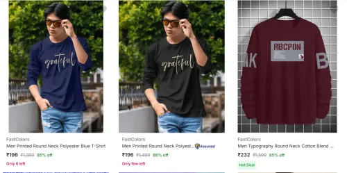 Image of Fastcolors Men's T Shirts at minimum 82% Discount