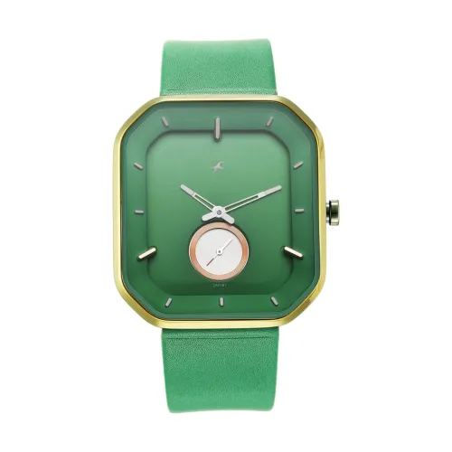 Image of Fastrack After Dark Quartz Analog Green Dial Leather Strap Watch