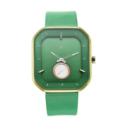 Fastrack After Dark Quartz Analog Green Dial Leather Strap Watch