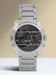 Fastrack Fastrack Anthracite Dial Silver Stainless Steel Strap Analog Watch - For Men NS3098SM01