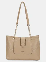 Fastrack Beige Women Tote - Medium Quilted