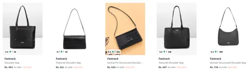 Image of Fastrack Black Structured Shoulder Bag upto 74% Discount