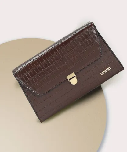 Image of Fastrack Brown Women Sling Bag Brown Croco
