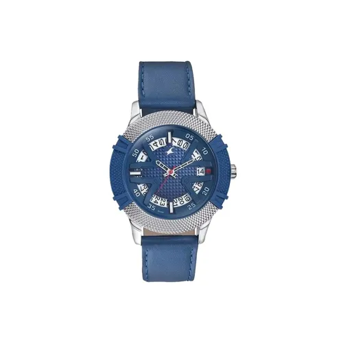 Image of Fastrack Dial It Up Quartz Analog with Date Blue Dial Leather Strap Watch
