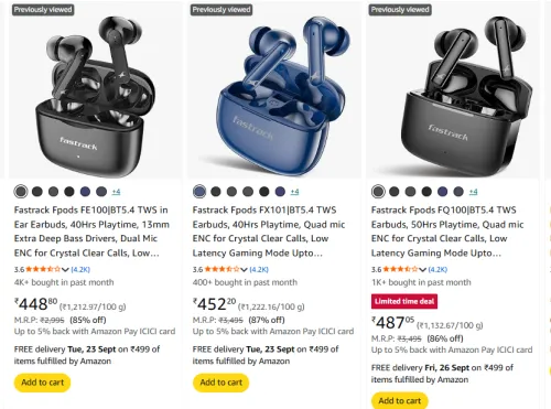 Image of Fastrack Earbuds Starting @ ₹448