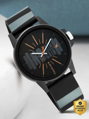 Image of Fastrack Fastfit Black Dial TwoToned Silicone Strap Analog Watch For Men