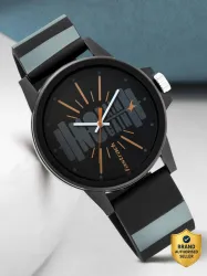 Fastrack Fastfit Black Dial TwoToned Silicone Strap Analog Watch For Men