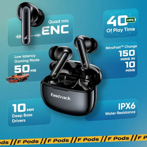 Image of Fastrack Fpods Fx101|Bt5.4 TWS Earbuds, 40Hrs Playtime, Quad Mic Enc for Crystal Clear Calls