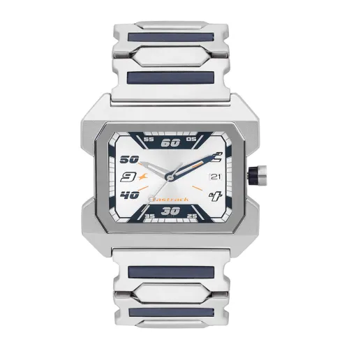 Image of Fastrack Men Silver-Toned Analogue Watch NK1474SM01_BBD1