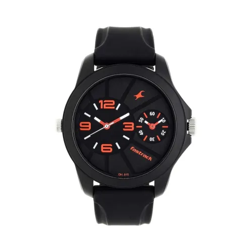 Image of Fastrack Quartz Analog Black Dial Black Silicone Strap Watch for Guys 