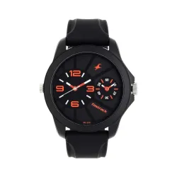 Fastrack Quartz Analog Black Dial Black Silicone Strap Watch for Guys - NR38042PP01
