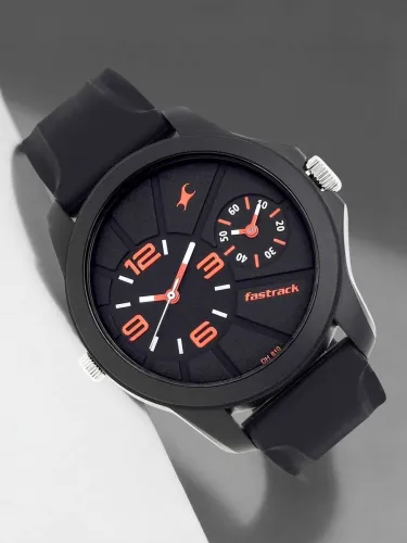 Image of Fastrack Quartz Black Dial Black Silicone Strap Analog Watch - For Men NR38042PP01,NP38042PP01