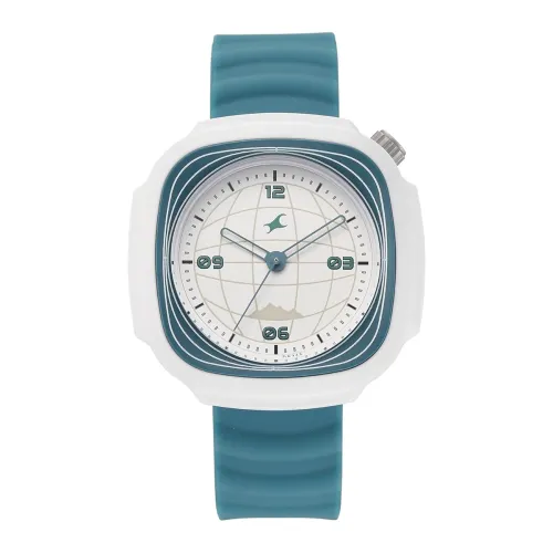 Image of Fastrack-Tees Hype Adventure Quartz Analog White Dial Green Silicon Strap Watch for Men - 38169PP05W