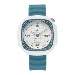 Fastrack-Tees Hype Adventure Quartz Analog White Dial Green Silicon Strap Watch for Men - 38169PP05W