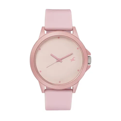 Image of Fastrack Tees Quartz Analog Pink Dial Silicone Strap Unisex Watch