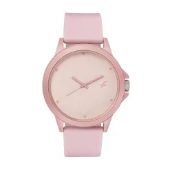Fastrack Tees Quartz Analog Pink Dial Silicone Strap Unisex Watch