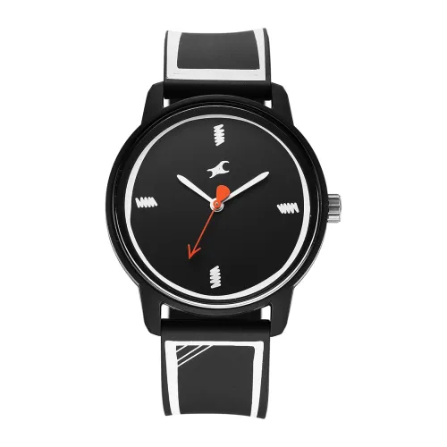 Image of Fastrack Tees Zine with Black Dial Black Silicon Strap Watch for Unisex 