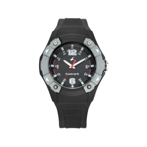Image of Fastrack Trendies Quartz Analog Black Dial Black Silicone Strap Watch for Guys