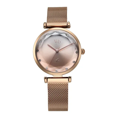 Image of Fastrack Vyb Aura Quartz Analog Silver & Peach Dial Watch for Women