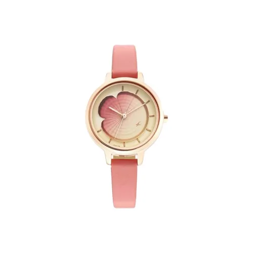 Image of Fastrack Women Leather Analog Red Dial Watch-6264Wl01, Band Color-Pink