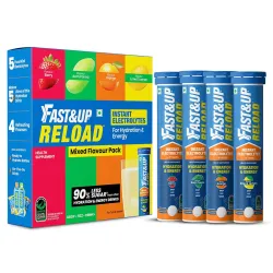 Fast&Up Reload (20 Liters) - (Berry, Aam Panna, Orange, Lime & Lemon)- Low Sugar energy drink for Instant Hydration - Ef