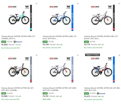 Image of Fastway Bicycle Non Geared Cycles @ ₹2999