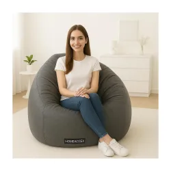 Faux Leather Bean Bag with Filled Beans XL Bean Bag Chair | Capacity Upto 65 Kg Weight | XL Filled Bean Bag,Grey