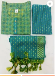 FazAttire Self Design Kurta, Trouser & Dupatta Set