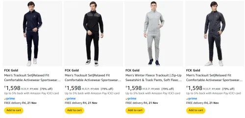 Image of FCK Gold Men's Tracksuit upto 79% Discount