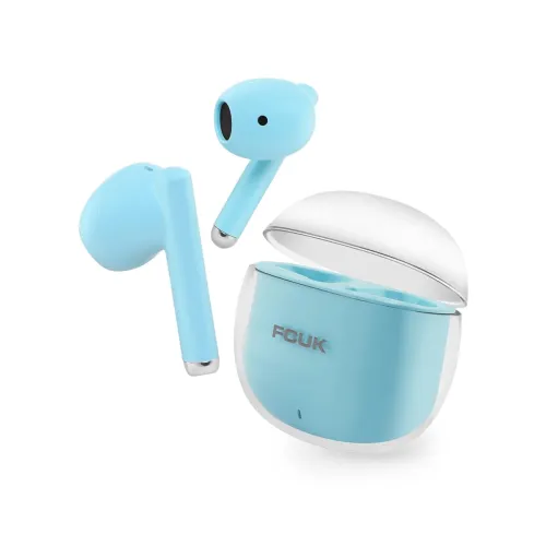 Image of FCUK Kicks True Wireless Earbuds, Multi Device Connectivity, Type C Charging, Ai-Enc for Call Clarity, Blue - Bluetooth 