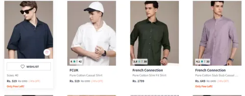 Image of Fcuk Men Fashion Shirt Minimum 70% Discount