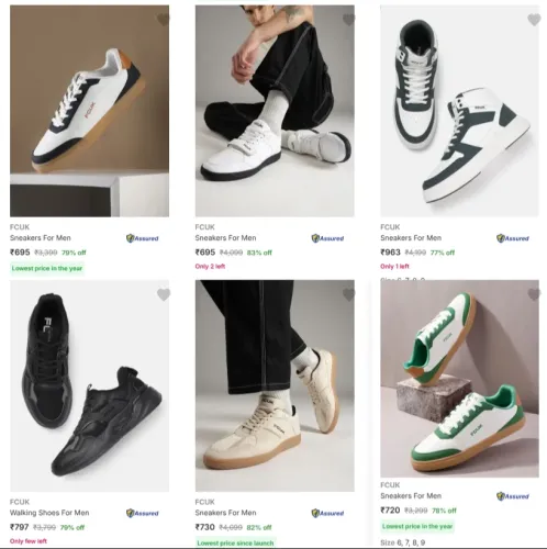 Image of Fcuk Men's Sneakers up to 83% Discount